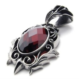Red Gemstone Titanium Pendant
