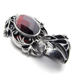 Red Gemstone Titanium Pendant