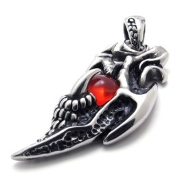 Wings Red Gem Titanium Pendant