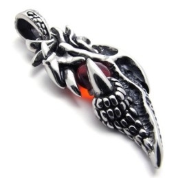 Wings Red Gem Titanium Pendant