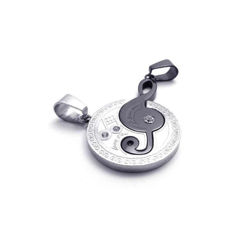 Black Musical Note Lovers Titanium Pendant Black Musical Note Lovers Titanium Pendant