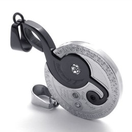 Black Musical Note Lovers Titanium Pendant