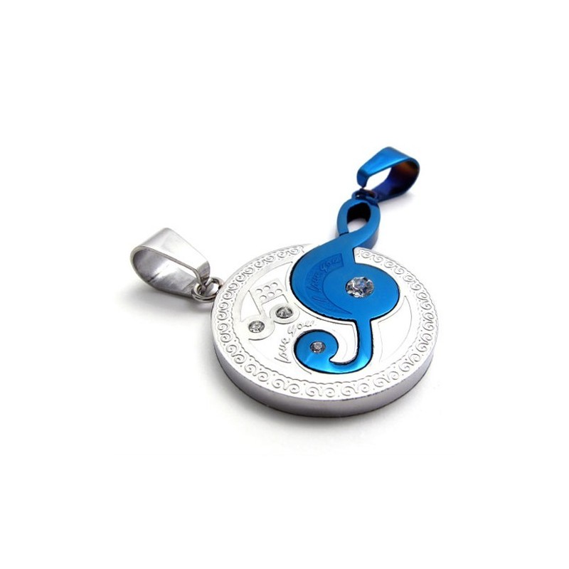 Blue Musical Note Lovers Titanium Pendant Blue Musical Note Lovers Titanium Pendant