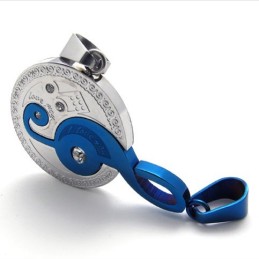 Blue Musical Note Lovers Titanium Pendant