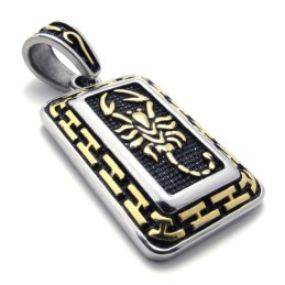 Gold Scorpion Dog Tag Titanium Pendant