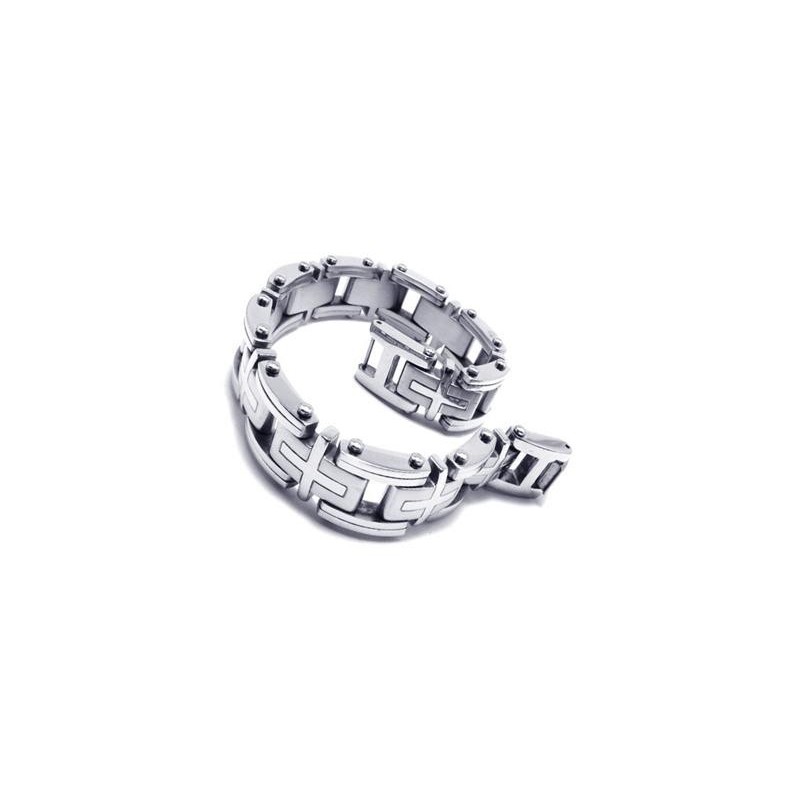 Men's Boy'S Silver Pure Titanium Charm Cross Bracelet Men's Boy'S Silver Pure Titanium Charm Cross Bracelet