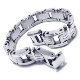 Men's Boy'S Silver Pure Titanium Charm Cross Bracelet