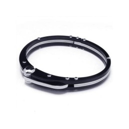 Mens Black Silver Charm Pure Titanium Bracelet Bangle