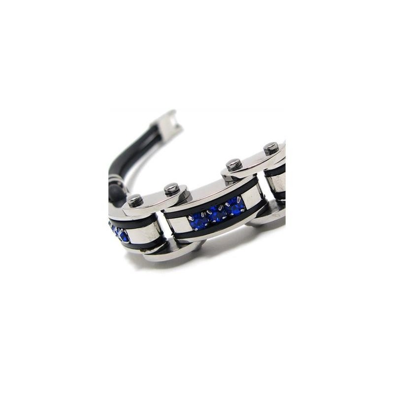 Men's Blue Black Silver Pure Titanium Rubber Bracelet Men's Blue Black Silver Pure Titanium Rubber Bracelet
