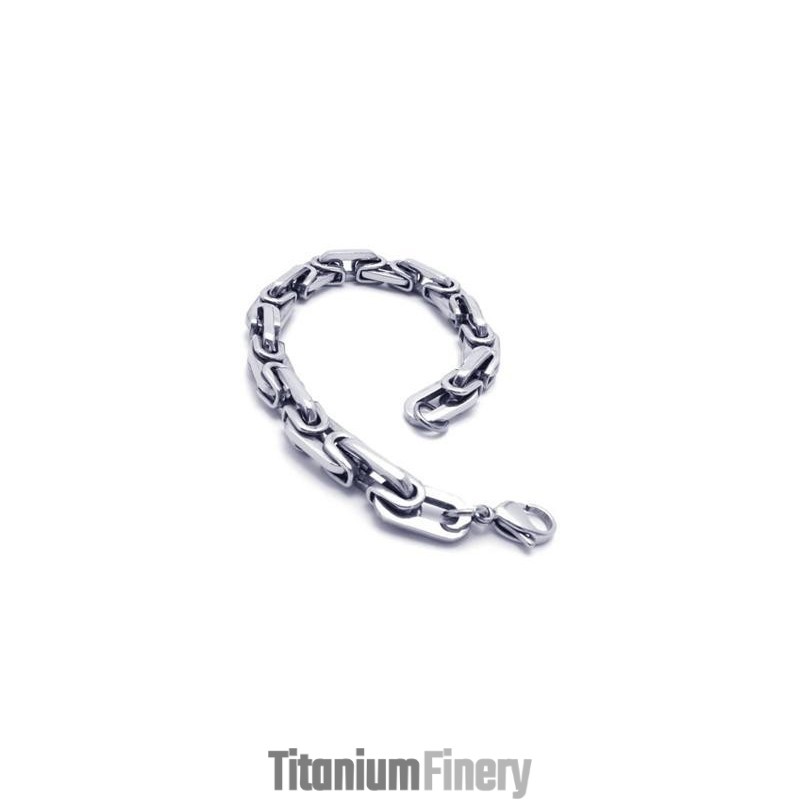 Men's Boy'S Silver Pure Titanium Link Charm Bracelet