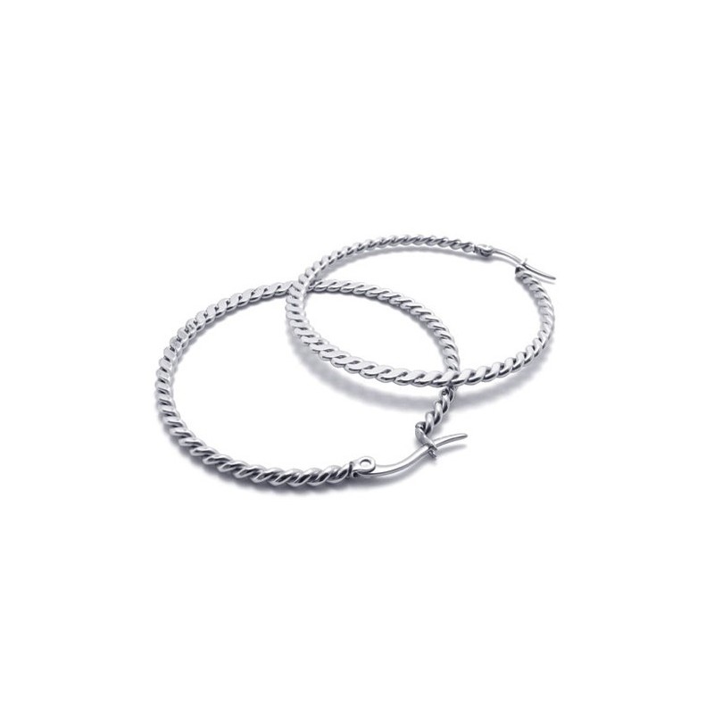 Ring Braid Titanium Earrings