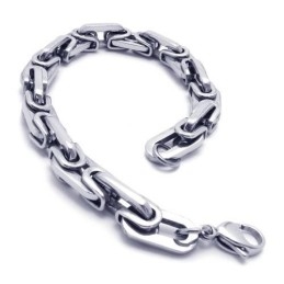 Men's Boy'S Silver Pure Titanium Link Charm Bracelet