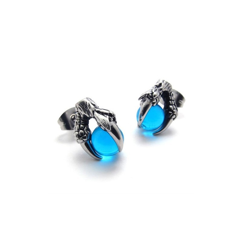 Claw Blue Gem Titanium Earrings Claw Blue Gem Titanium Earrings