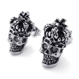 Crown Skull Titanium Earrings