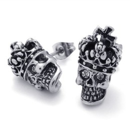 Crown Skull Titanium Earrings