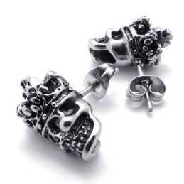 Crown Skull Titanium Earrings