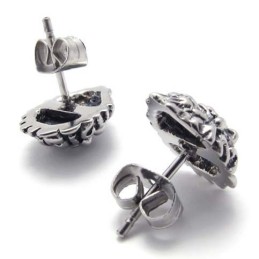 Lion With Blue Diamond Titanium Earrings