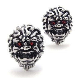 Red Diamond Lion Titanium Earrings