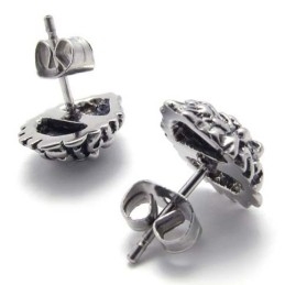 Red Diamond Lion Titanium Earrings