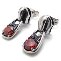Red Diamond Titanium Earrings