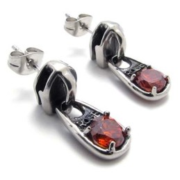 Red Diamond Titanium Earrings