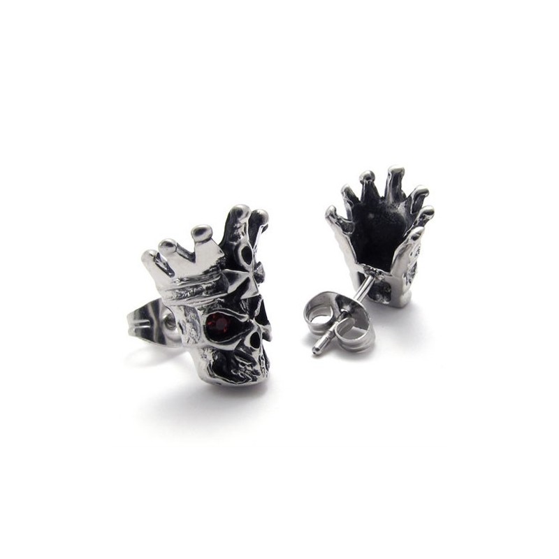 Red Diamond Skull Titanium Earrings Red Diamond Skull Titanium Earrings
