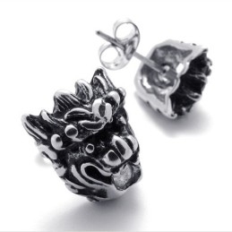 Lion Head Titanium Earrings