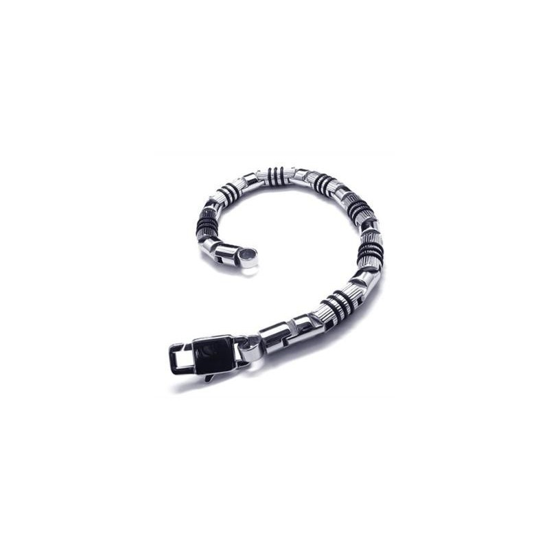 Men's Silver Black 316L Pure Titanium Bracelet Bangle Men's Silver Black 316L Pure Titanium Bracelet Bangle