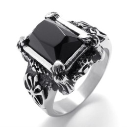 Black Gemstone Titanium Ring