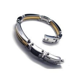 Men's Golden Silver Pure Titanium Charm Bracelet New