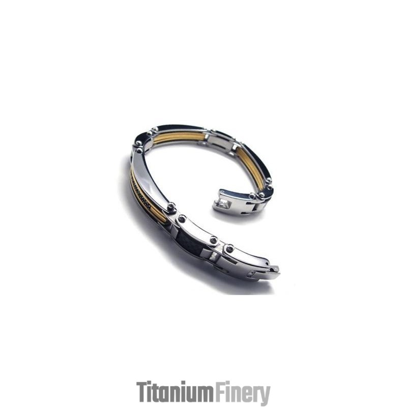 Men's Golden Silver Pure Titanium Charm Bracelet New Men's Golden Silver Pure Titanium Charm Bracelet New