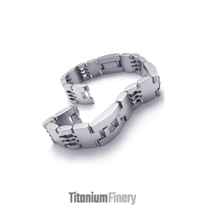 8.5 Inch Diamond Titanium Bracelet