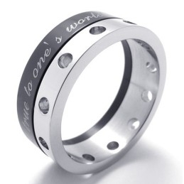 Half Black Titanium Ring