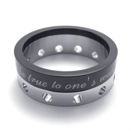 Half Black Titanium Ring