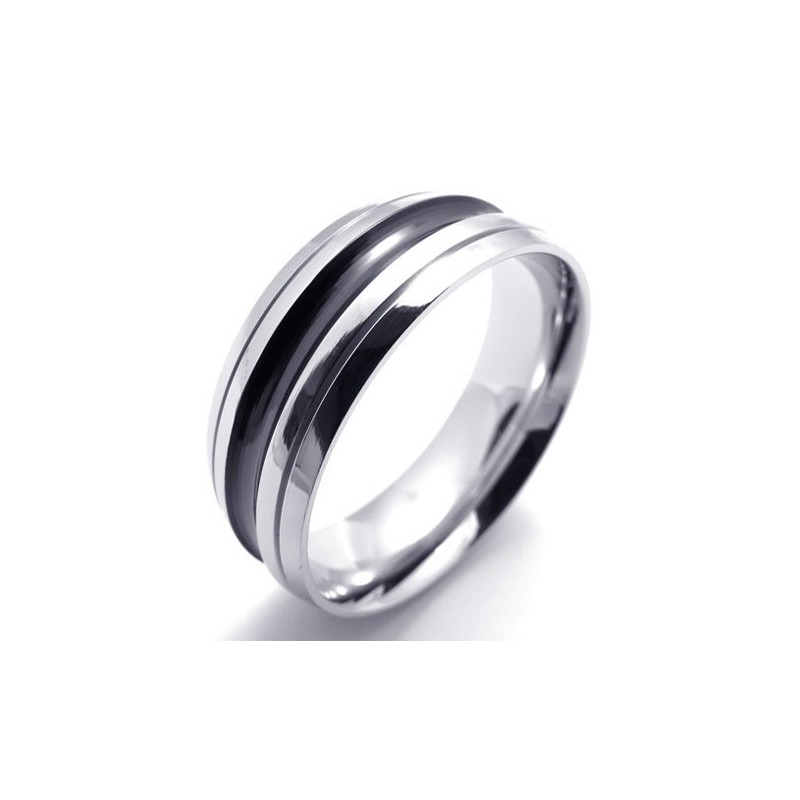 Black Accent Titanium Ring Black Accent Titanium Ring