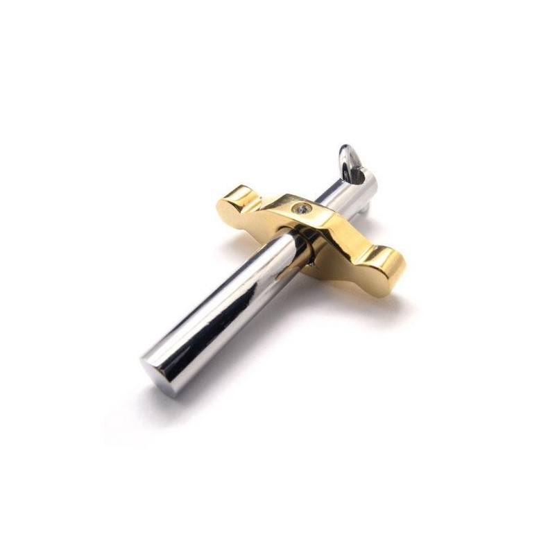 Golden & Silver Pure Titanium Pendant Cross Necklace Golden & Silver Pure Titanium Pendant Cross Necklace