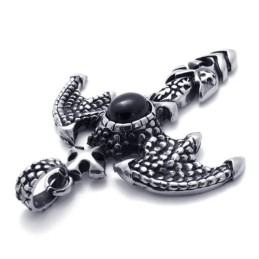 Titanium Bat Pendant With Black Zircon