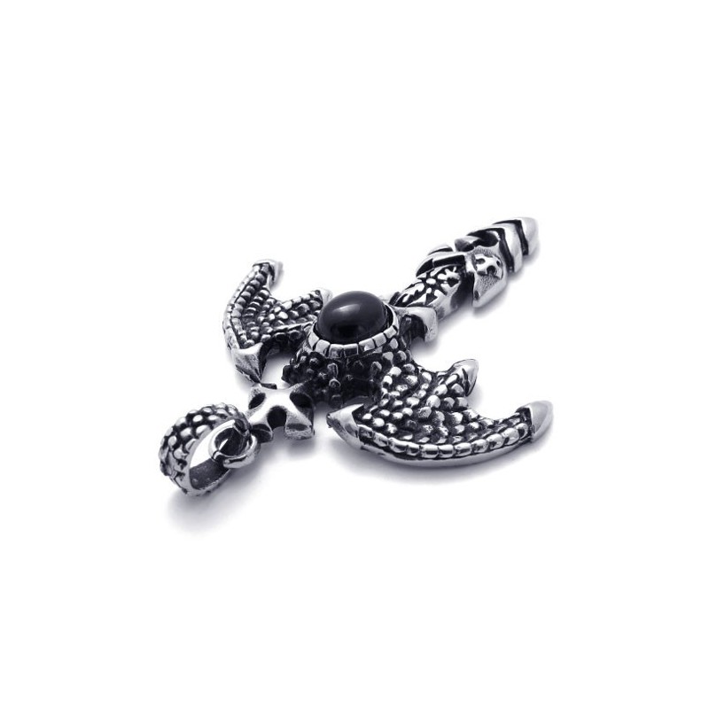 Titanium Bat Pendant With Black Zircon Titanium Bat Pendant With Black Zircon