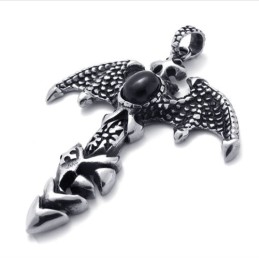 Titanium Bat Pendant With Black Zircon