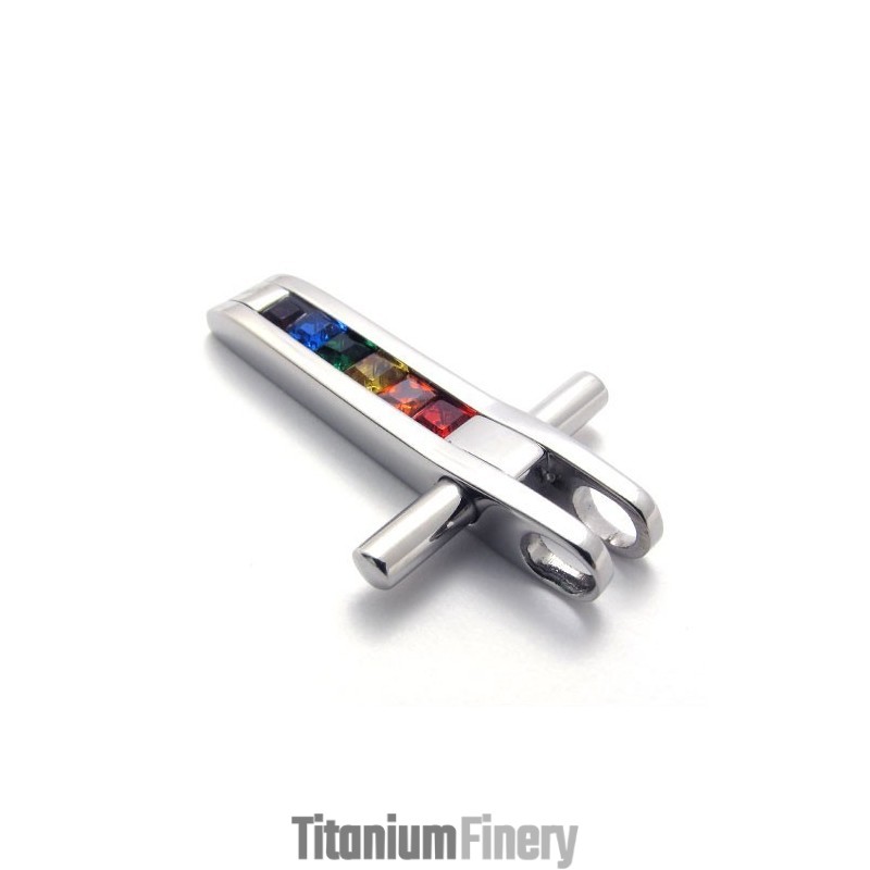 Titanium Pendant With Colorful Zircons Titanium Pendant With Colorful Zircons