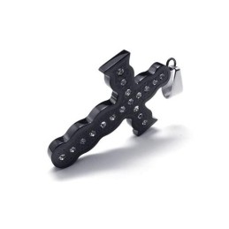 Mens Black Pure Titanium Pendant Cross Necklace Chain