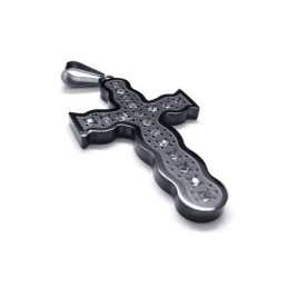 Mens Black Pure Titanium Pendant Cross Necklace Chain