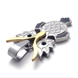 Titanium Siver And Gold Owl Pendant