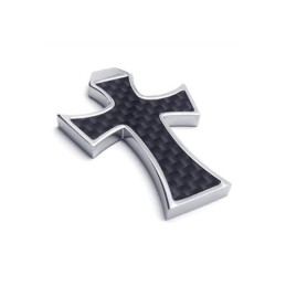 Men Black Silver Pure Titanium Cross Pendant Necklace