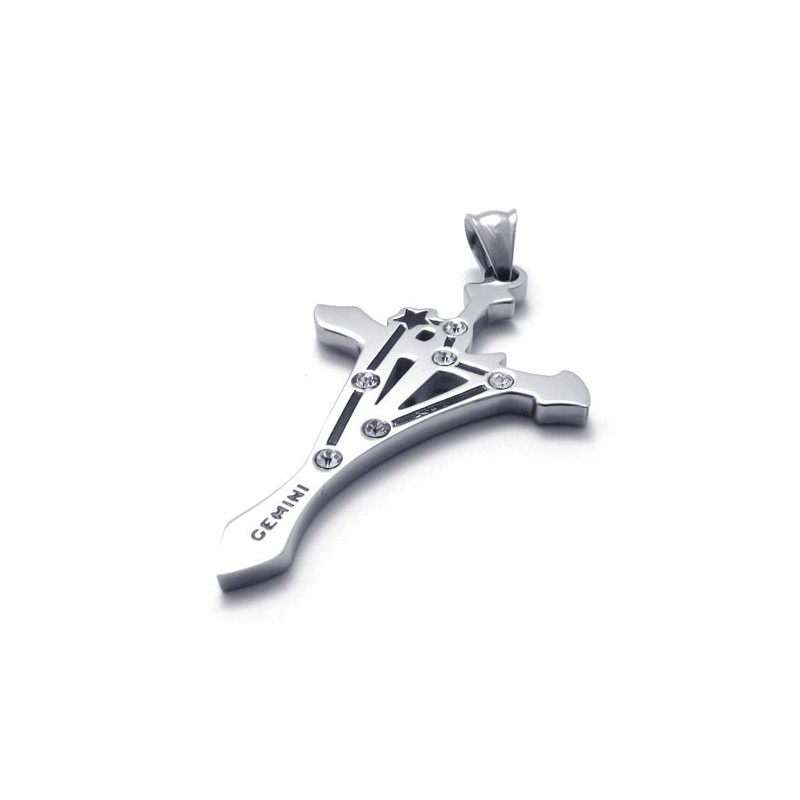 Gemini Titanium Pendant With Rhinestones Gemini Titanium Pendant With Rhinestones