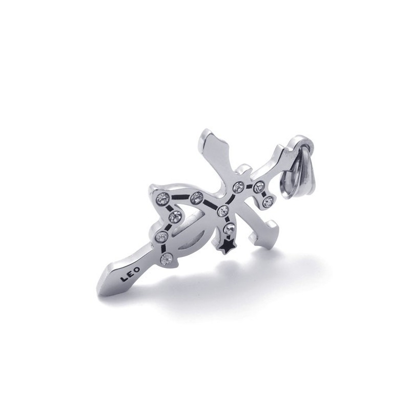 Leo Titanium Pendant With Rhinestones Leo Titanium Pendant With Rhinestones