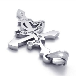 Leo Titanium Pendant With Rhinestones