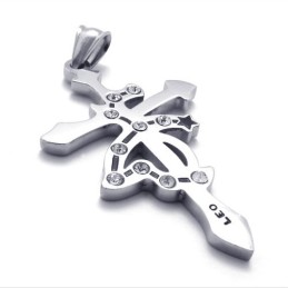 Leo Titanium Pendant With Rhinestones