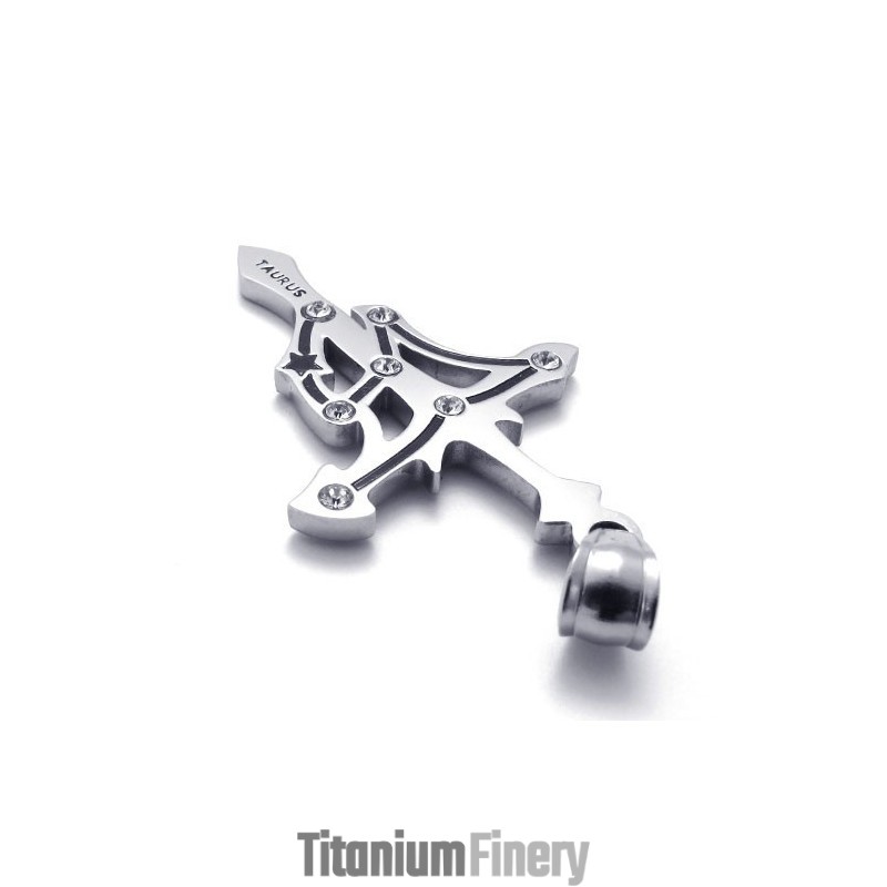 Taurus Titanium Pendant With Rhinestones