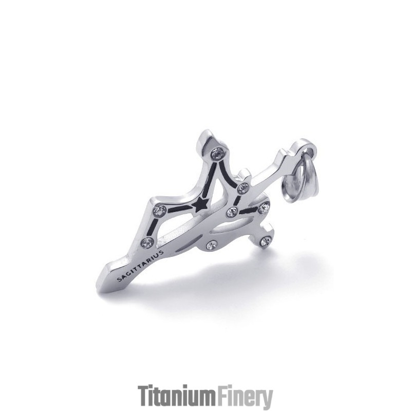 Titanium Sagittarius Pendant With Rhinestones Titanium Sagittarius Pendant With Rhinestones